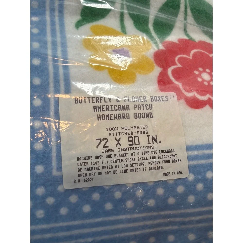NOS VTG Charles Owen Blanket Americana‎ Patch Homeward Bound 72x90 Floral